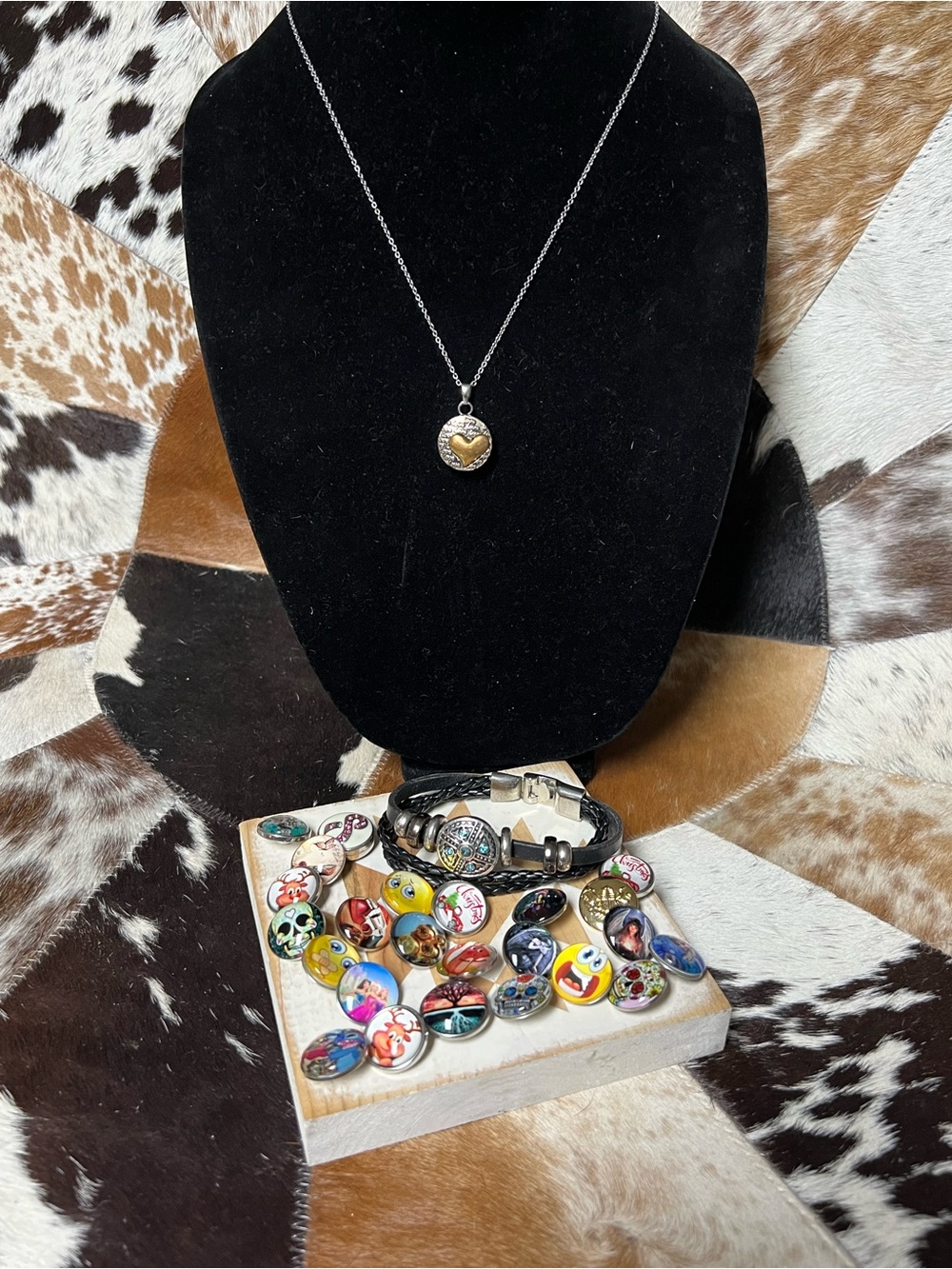 Silver Tone snap button  Necklace  bundle